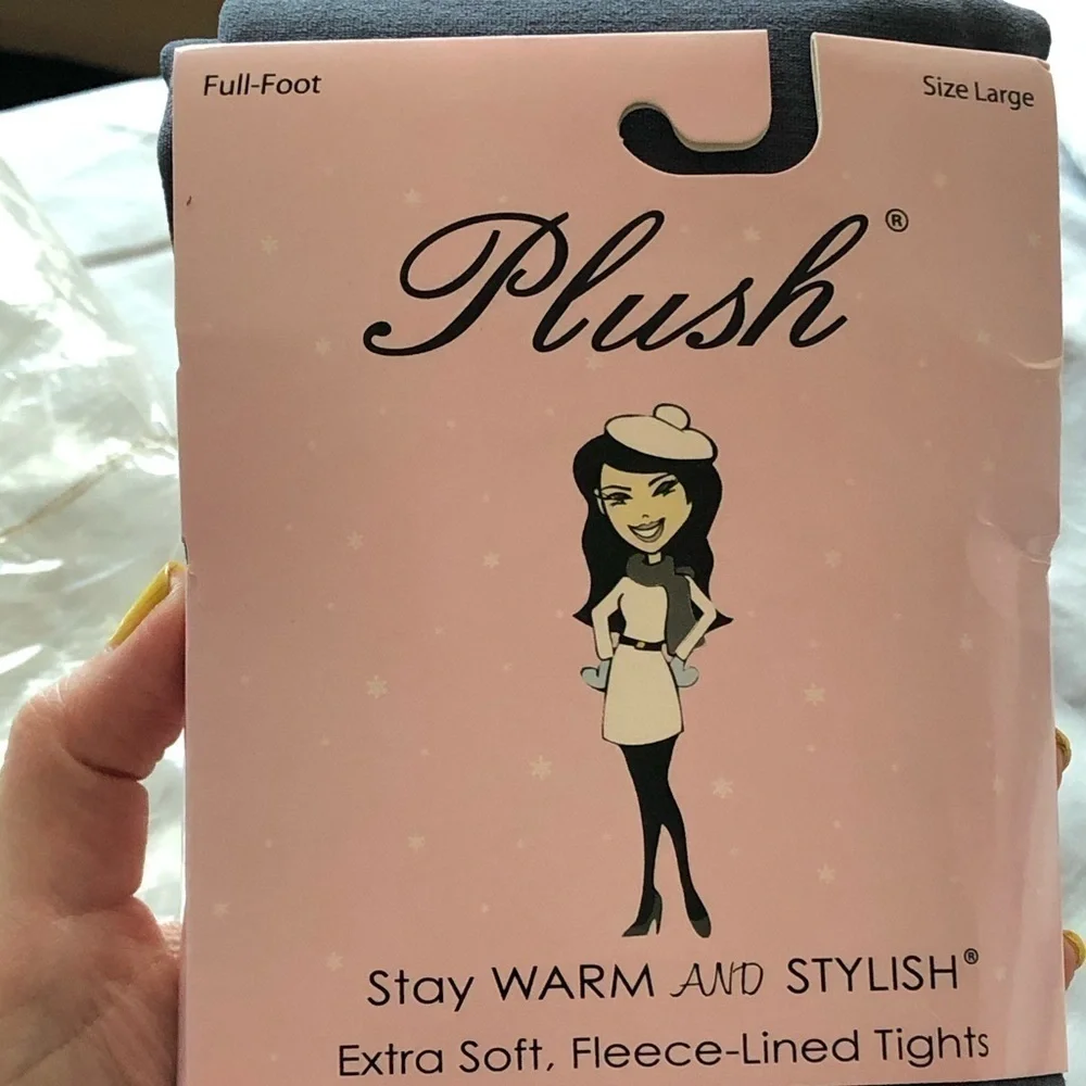Plush Full Foot Tights Grey Size Large